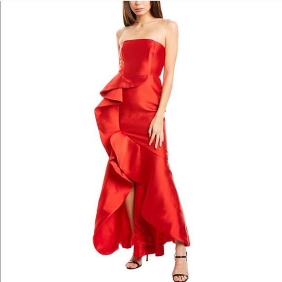 NWT Fame & Partners The Seller Red Strapless Bustier Evening Gown - Picture 2 of 7